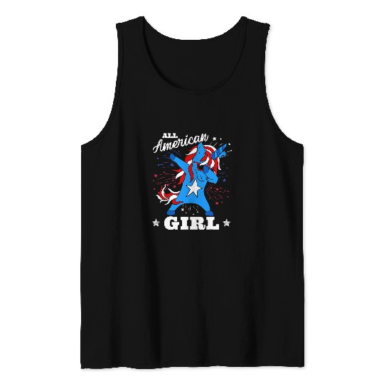 Unicorn Pet  Unicorn 4th of July Girls Patriotic American Women Tank Tops