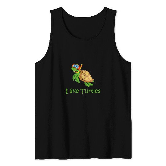 Turtle Pet I Like Turtles Funny Snorkeling Sea Turtle Drawing Turtle Lovers Bday Tank Tops
