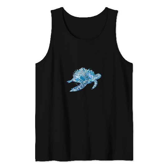 Turtle Pet Imaginative blue turtle with coral Tank Tops