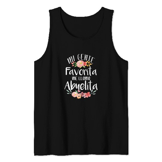 Llama Pet Mi Gente Favorita Me Llama Abuelita Spanish Granny Grandma Tank Tops