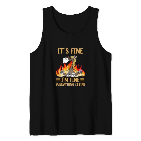 Horse Pet Its Fine Im Fine Everything is Fine Horse namaste Funny Tank Tops