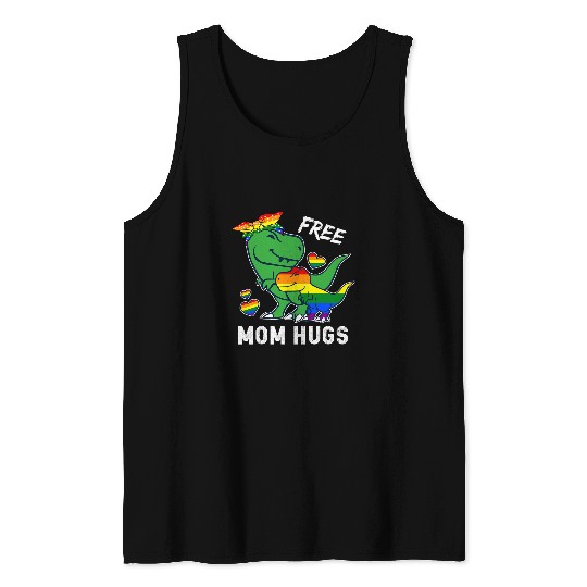 Dinosaur Pet LGBT Cute  Mom Hugs T rexs Saurus Dino LGBTQ Pride Month Women Tank Tops