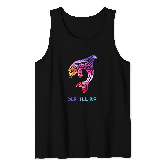 Whale Pet Seattle Washington Native American Indian Orca Killer Tank Tops