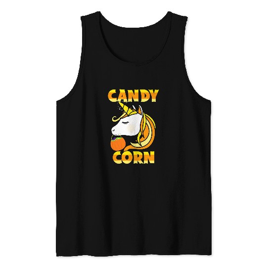 Unicorn Pet Candy Corn Cute Unicorn Candy Unicorn Halloween Tank Tops