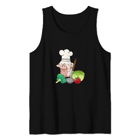 Pig Pet Chef Vegetarian Vegetable Cuisine Pig Culinary Art Cooking Tank Tops
