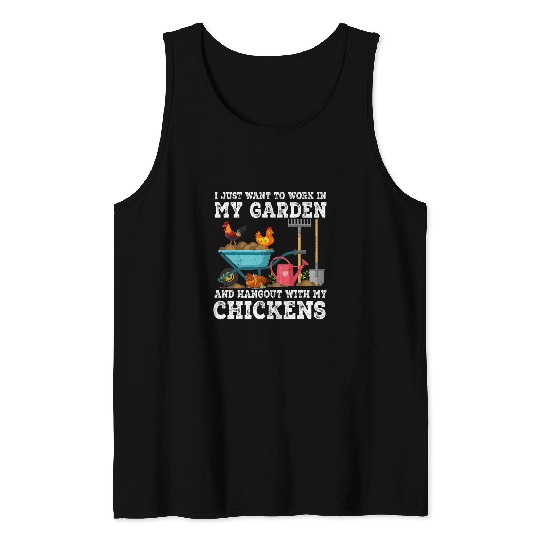 Chicken Pet Plant Daddy Chicken Lovers Gardening Farmer Gardeners Dad Tank Tops