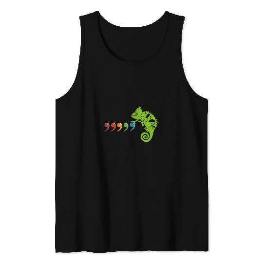 Chameleon Pet Comma Chameleon Funny 80s Music Lyrics Tank Tops