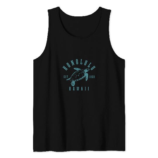 Turtle Pet Honolulu Hawaii Sea Turtle Surf Surfer Scuba Diving Hawaiian Tank Tops