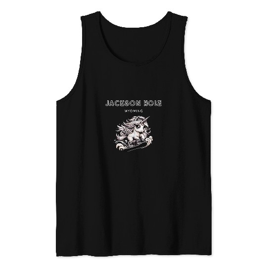 Unicorn Pet Jackson Hole Wyoming Cool Snowboard Tank Tops