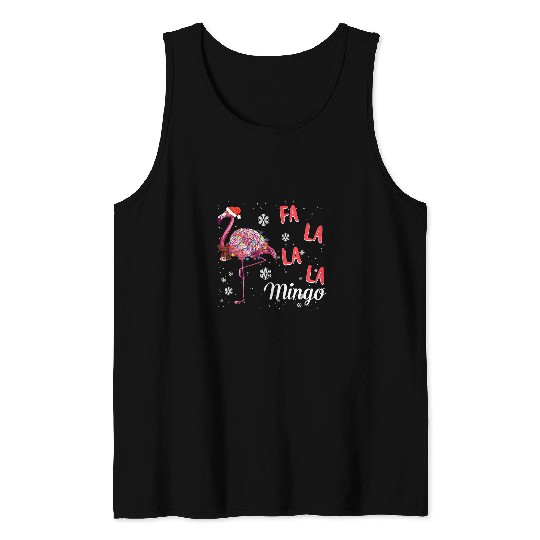 Flamingo Pet Fa la la Santa Flamingo Christmas Lights Costume 4 Tank Tops