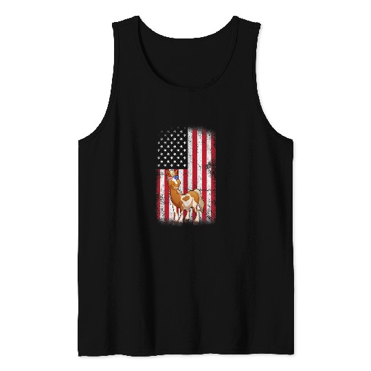 Horse Pet American Flag Boys Girls Men Women Fourth Of July Tank Tops