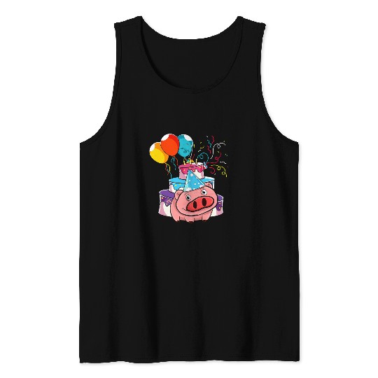 Pig Pet Birthday Party Animal Lover Farmer Farm Animal Cute Tank Tops