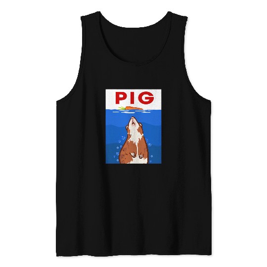 Guinea Pig Pet Funny Animal Design Retro Carrot Arts Guinea Pig Love Movies Tank Tops