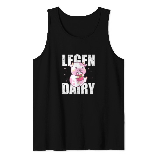 Cow Pet Legen Dairy Legendary Funny Cow Strawberry Milk Tank Tops