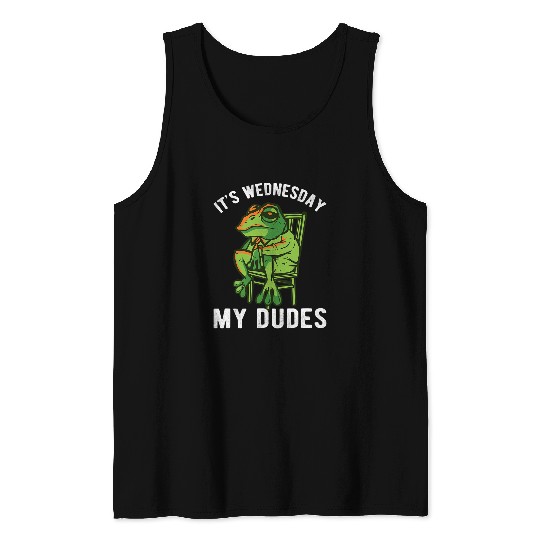 Frog Pet Its Wednesday My Dudes Fun Design Of Frog Sitting On Chair Tank Tops