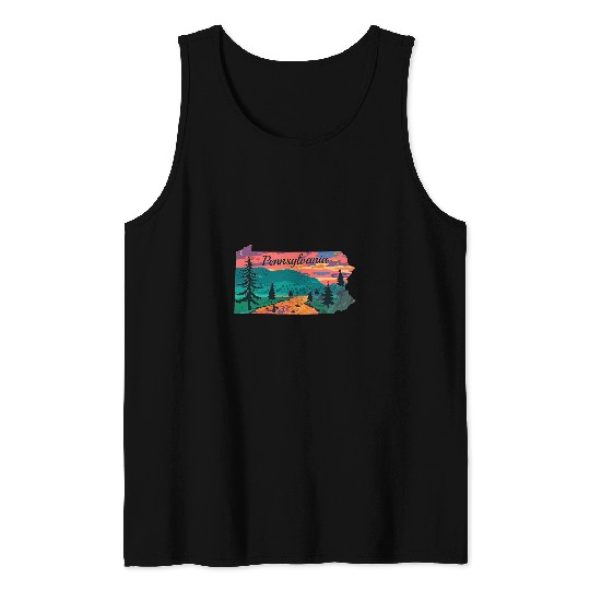 Fishing Fun vintages Fish Pennsylvania State Map PA Fly Fishing Tank Tops