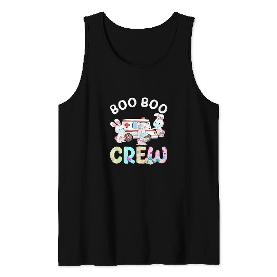 nurses Job Boo Boo Crew Funny Bunny EMS EMT Paramedic nurses Easter Day Tank Tops