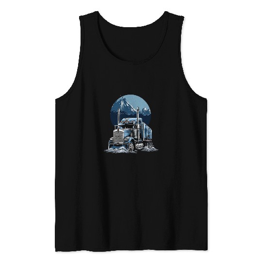 Truck Fun American Flag Big Rig SemiTrailer Truck Driver 9 Tank Tops