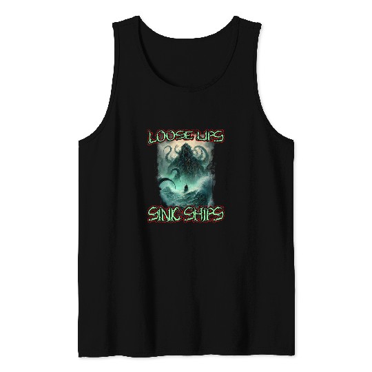 Octopus Pet Loose Lips Sink Ships Skull Kraken Octopus Death Metal Rock Tank Tops