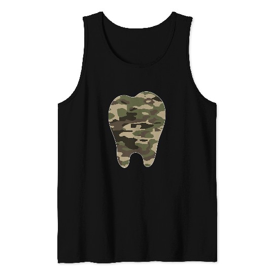 dentists Job Camoflauge Clothing Tooth Camo Military Tactical Fun Tank Tops