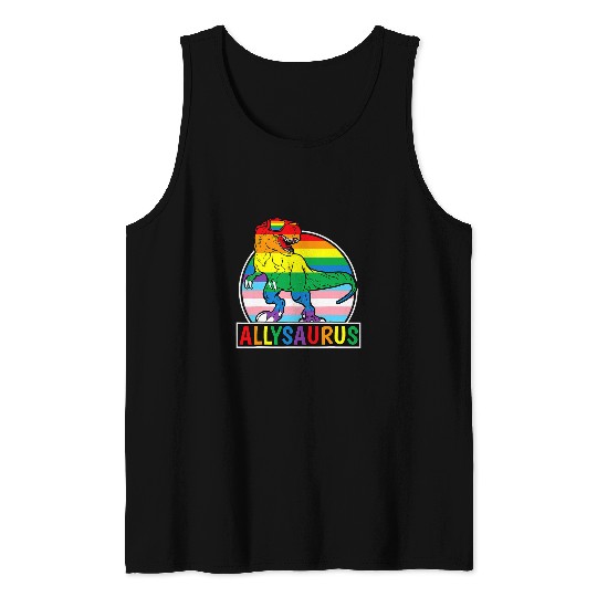 Dinosaur Pet LGBT Allysaurus Rainbow Dinosaur T rexs LGBT Gay Lesbian Pride 1 Tank Tops