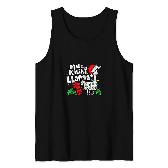 Llama Pet mele kalikimaka hawaiian llama christmas lights xmass Tank Tops