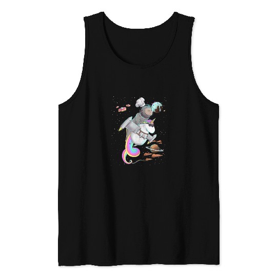 Unicorn Pet Chimpanzee Riding Unicorn Food Space Party Planet Chimp Tank Tops