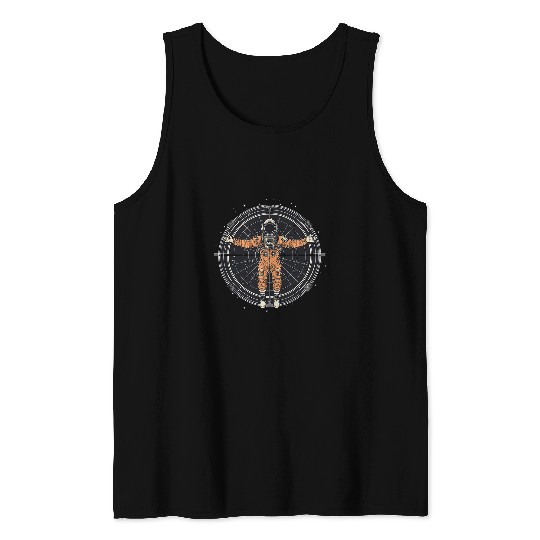 Astronaut Job Vitruvian Man Funny Leonardo Da Vinci Graphic 01 Tank Tops