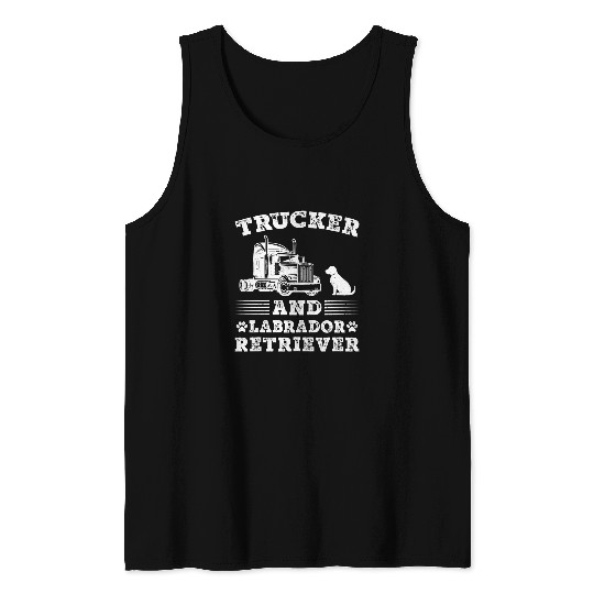 Truck Fun Labrador Retriever Truck Driver Trucking Black Lab Tank Tops