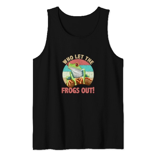 Frog Pet Retro Who Let The Frogs Out Fun Frog Passover Jewish Seder Tank Tops