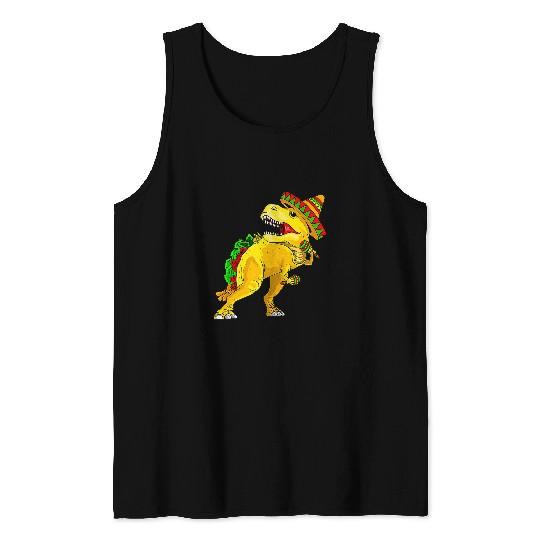 Dinosaur Pet Cinco De Mayo Tyrannosaurus rexs Tacosaurus Tank Tops