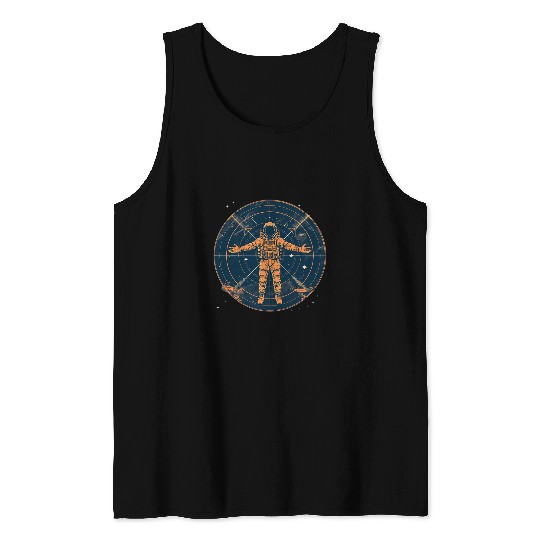 Astronaut Job Vitruvian Astronaut Funny Leonardo Da Vinci Graphic 01 Tank Tops