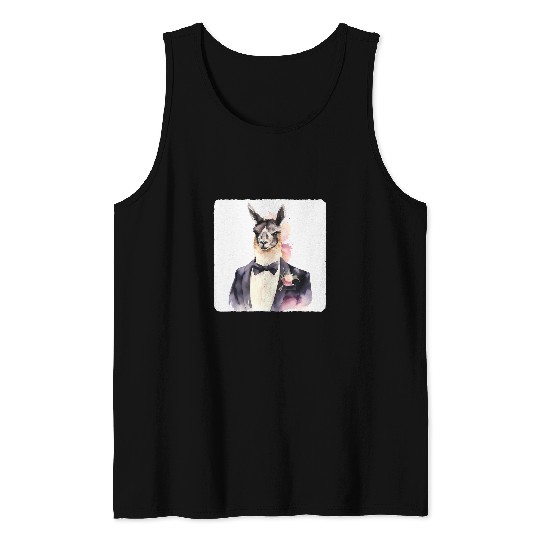 Llama Pet In A Tuxedo Llama Dressed In Formal Tuxedo Tank Tops
