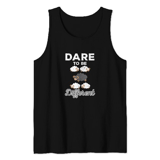 Sheep Pet Cool Dare Sheep Be Different Black Sheep Lamb Lovers Tank Tops
