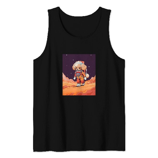 Poodle Pet Toy Poodle Mars Funny Dog Astronaut Tank Tops