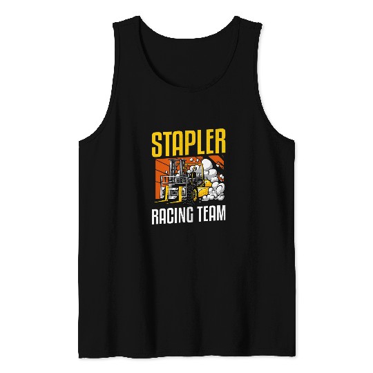 Forklift Fun Mens Truckler Racing Team Forklift Truck Driver Tank Tops