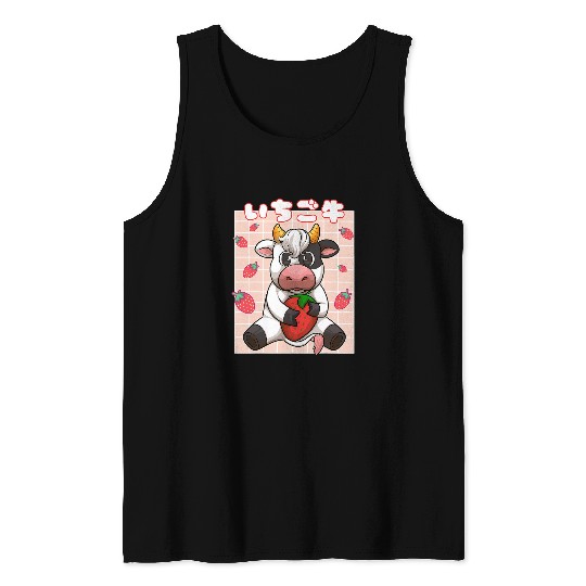 Cow Pet Kawaii Aesthetic Strawberry Cow Pink Vaporwave Strawberries 268 Tank Tops