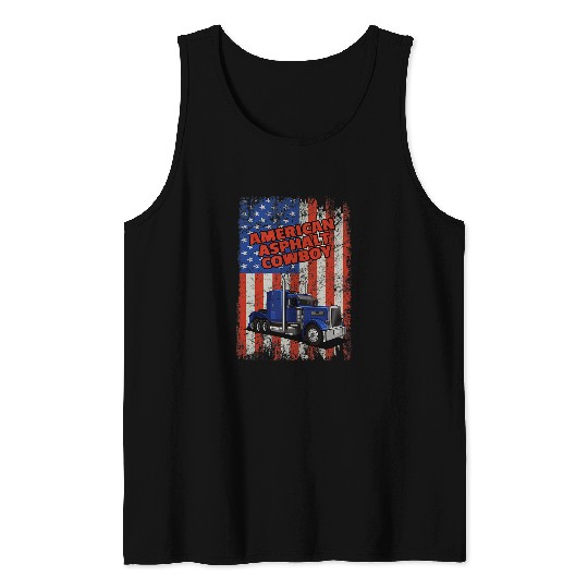 Truck Fun AMERICAN ASPHALT COWBOY FUN TRUCKER SEMI Tank Tops