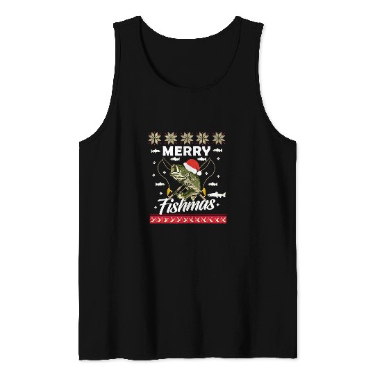 Fishing Fun Merry Fishmas Funny Fishing Ugly Christmas Sweaters 302 Tank Tops