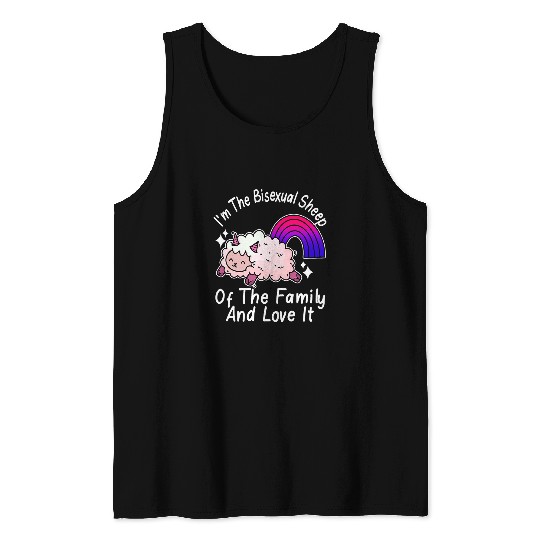 Sheep Pet Bisexual Sheep of the Family Rainbow Bi Pride LGBT Colors Tank Tops