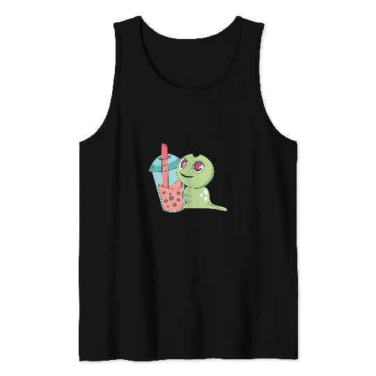 Dinosaur Pet Tea Cup Cute Kawaii Bubble Tea Lover Milk Tea Tank Tops