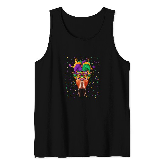 Horse Pet Mardi Gras Animal Face Jester Festival Tank Tops