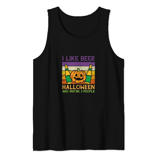 Beer Fun Like Beer Halloween 3 People Funny Pumpkin Costume Men Women Tank Tops