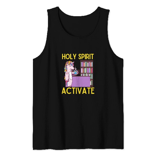 Unicorn Pet Holy Spirit Activate Librarian Fun Unicorn Coffee Tank Tops