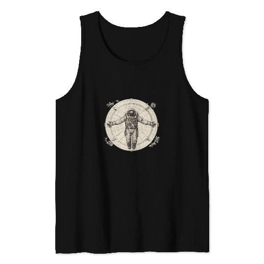 Vitruvian Astronaut Funny Leonardo Da Vinci Graphic 22 Tank Tops