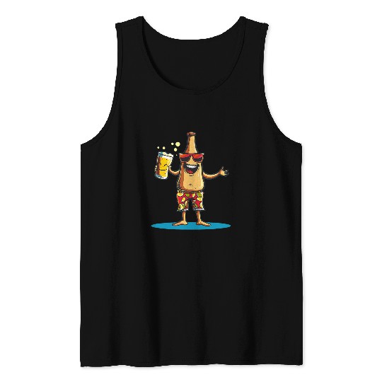 Beer Fun Happy Summer Beer in Swim Trunks for Holiday Lovers Tank Tops