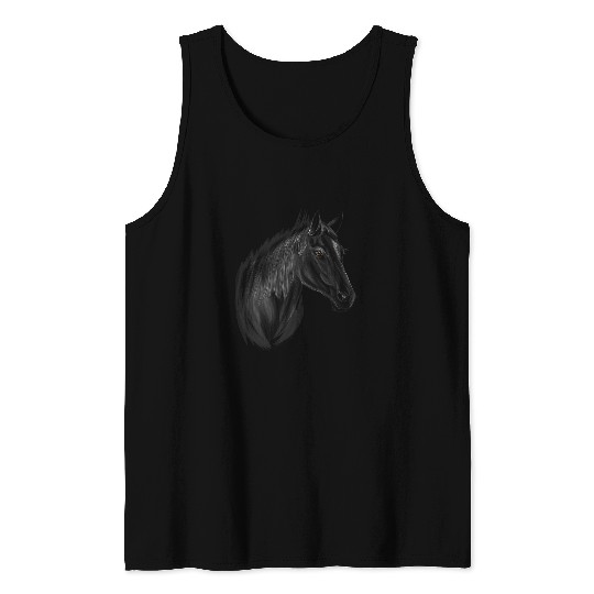 Horse Pet Black Stallion Tank Tops