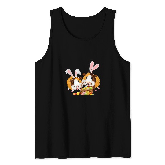 Guinea Pig Pet Bunny Ears Eggs Day Easter Sunday Tank Tops
