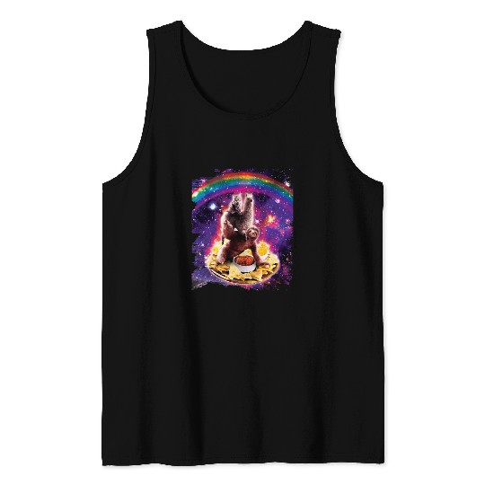 Sloth Pet Space Cat Llama Sloth Riding Nachos Tank Tops