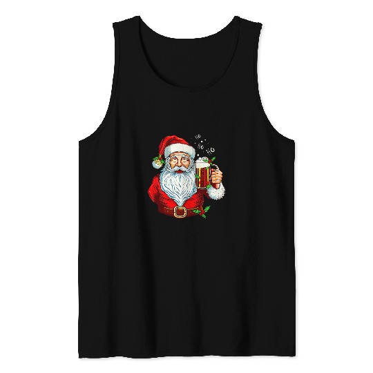 Beer Fun Bad Santa Claus Beer Mug Funny Beer Drinking Christmas Tank Tops